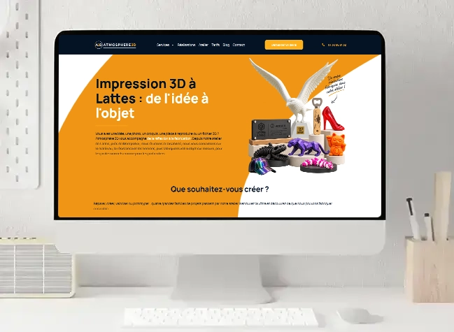 Site Atmosphère 3D créé par Antoine Koe, développeur web freelance